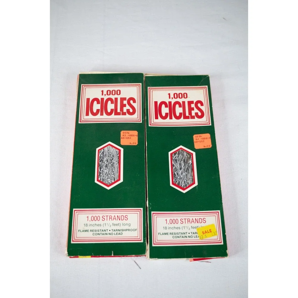 Essex Franke Vintage Christmas Icicles Tinsel Silver 1000 Strands 2 boxes